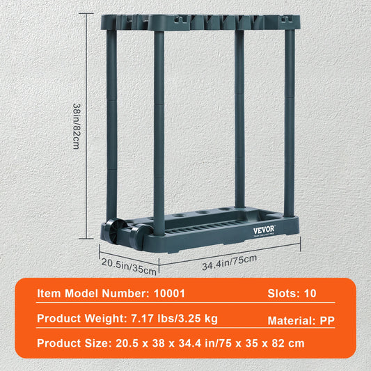 SucceBuy Ten Slot Yard Garden Tool Organizer Tower Rack