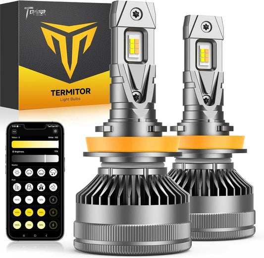 Termitor H11 LED CANBUS Bulbs 75000LM App Controlled Dimmable 3000K To 6500K by superior interior and more