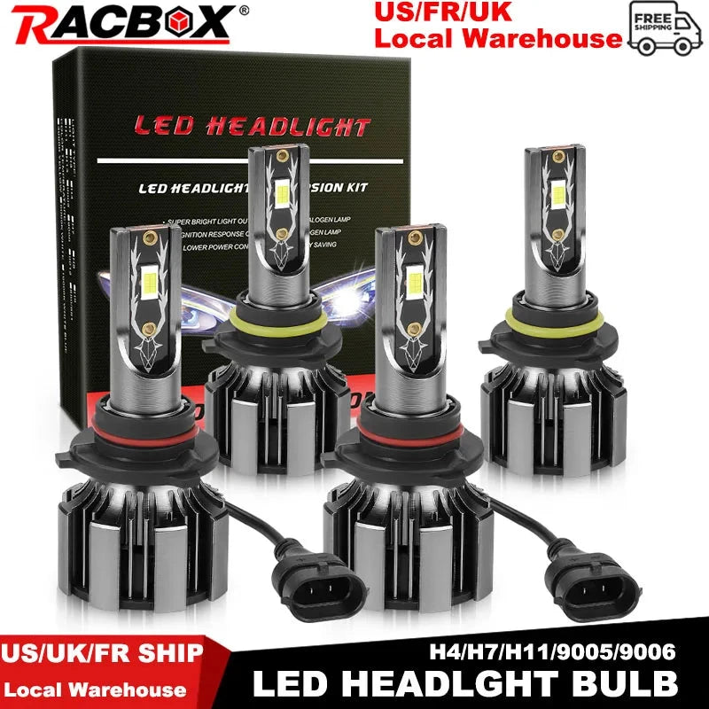 RACBOX H4 H7 H11 LED Headlight Bulbs 120W25000LM Ultra Bright by superior interior and more