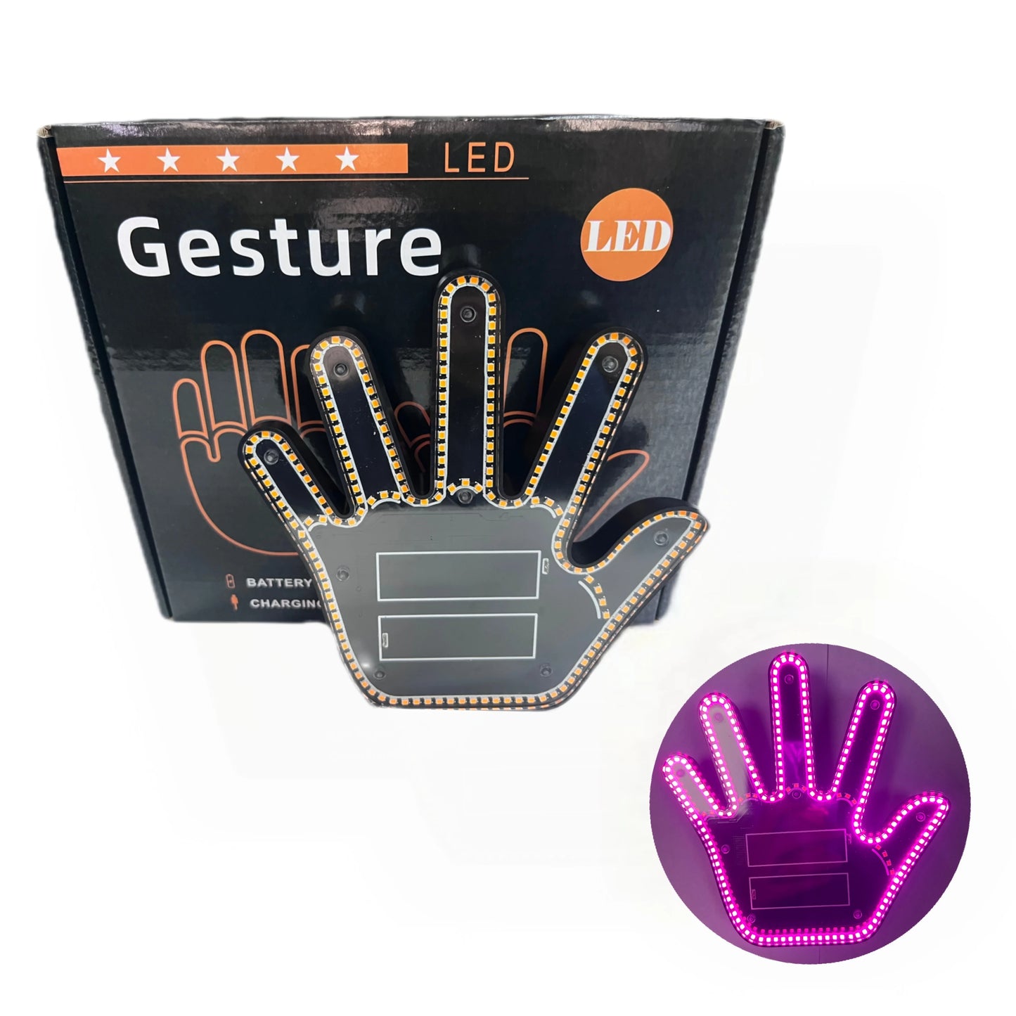 Hign-Concerned Five-Finger LED Gesture Display for Car Window