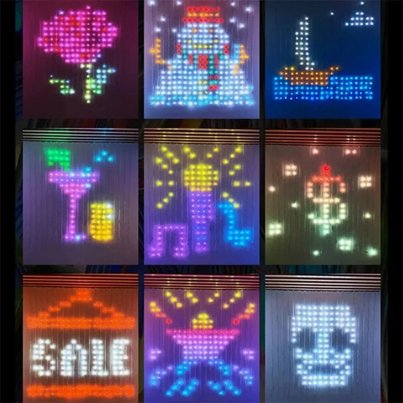 800-400LED Smart Christmas Curtain Light with APP Remote Control RGB Dimmable DIY Pattern for Holiday Party Halloween Decoration