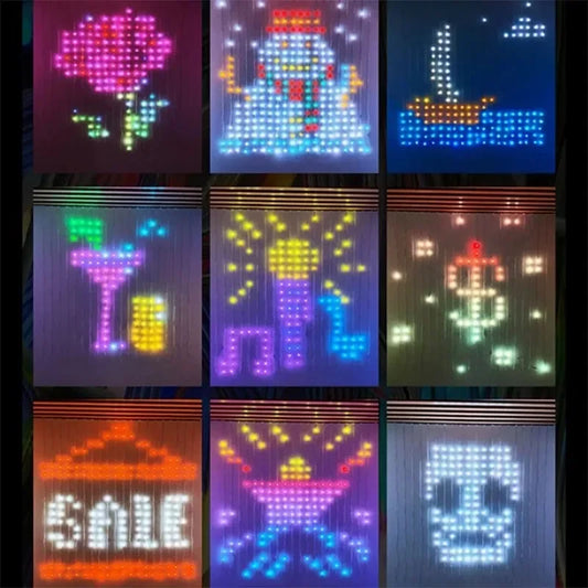 800-400LED Smart Christmas Curtain Light with APP Remote Control RGB Dimmable DIY Pattern for Holiday Party Halloween Decoration