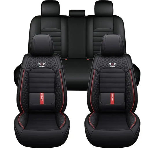 5 Seat Full Set Breathable Napa Leather Car Seat Cover - Luxury Fitted, Ergonomic Design With Fixed Lumbar Support