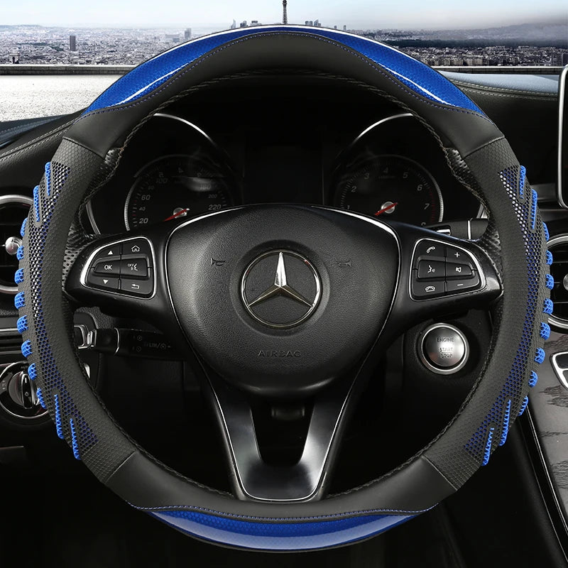 YUNCHEPIN Honeycomb Steering Wheel Cover Leather Anti Slip Universal