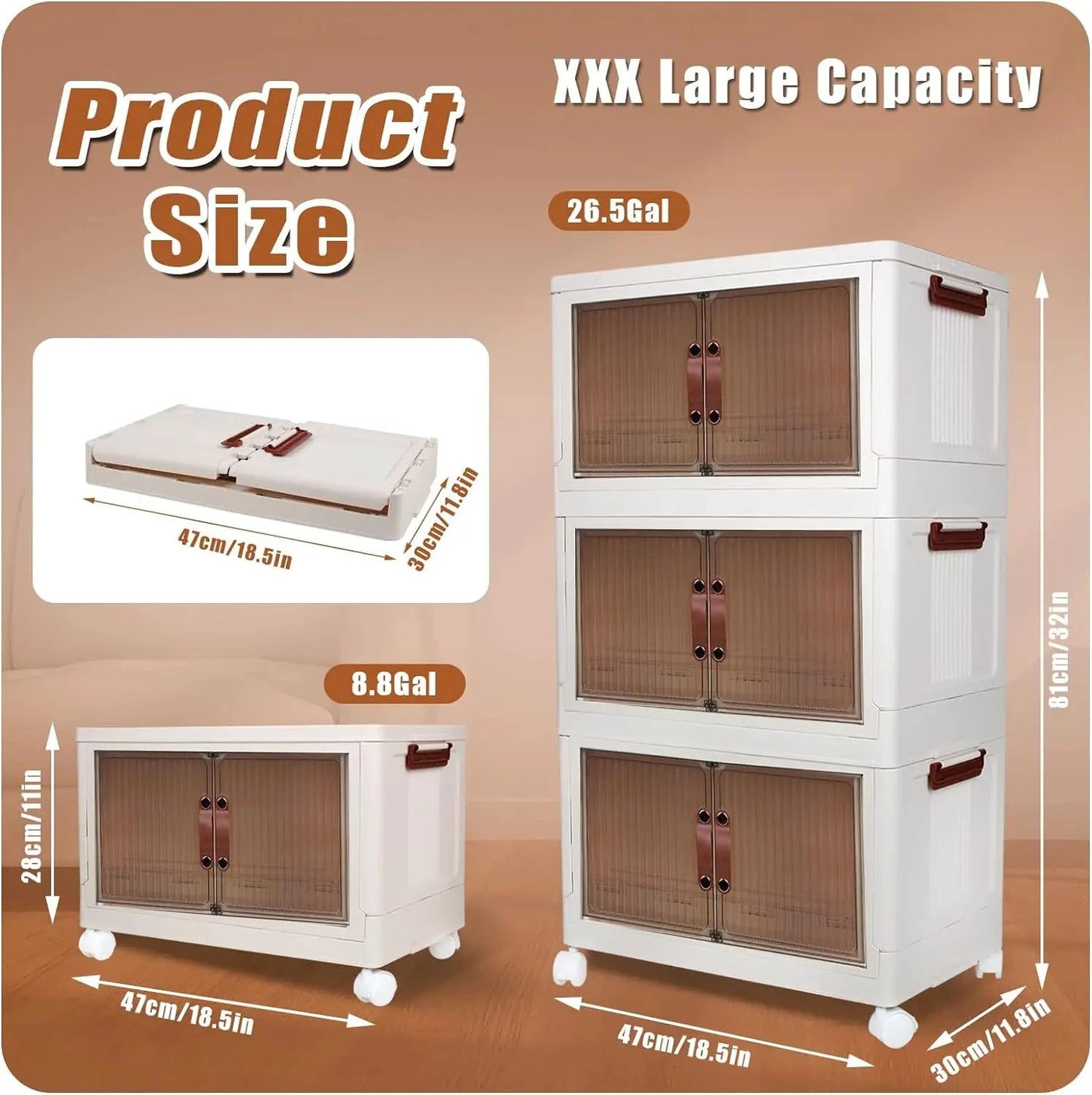 NONECN 3 Tier Collapsible Storage Bins With Lids And Wheels by superior interior and more