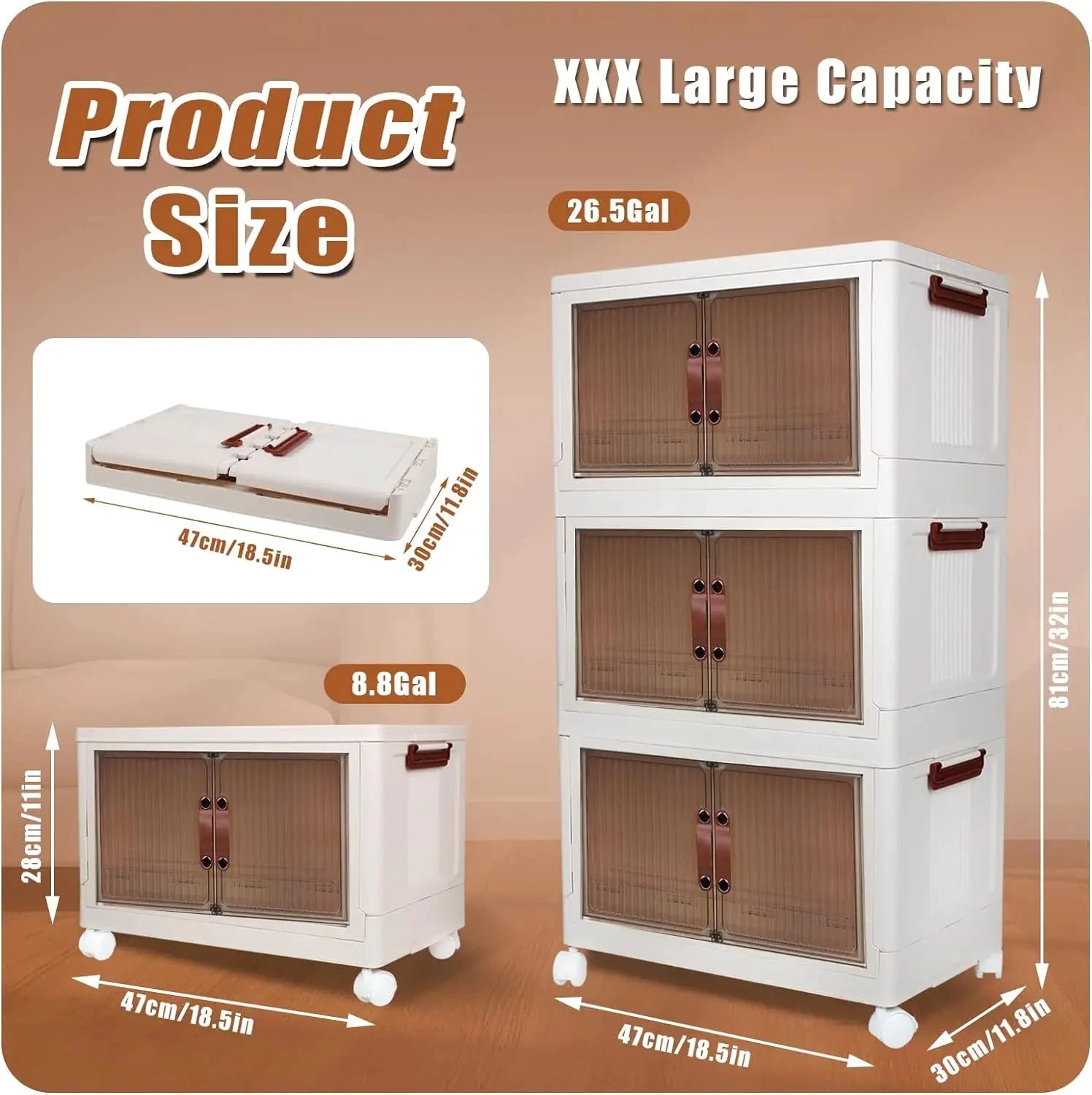 NONECN 3 Tier Collapsible Storage Bins With Lids And Wheels by superior interior and more