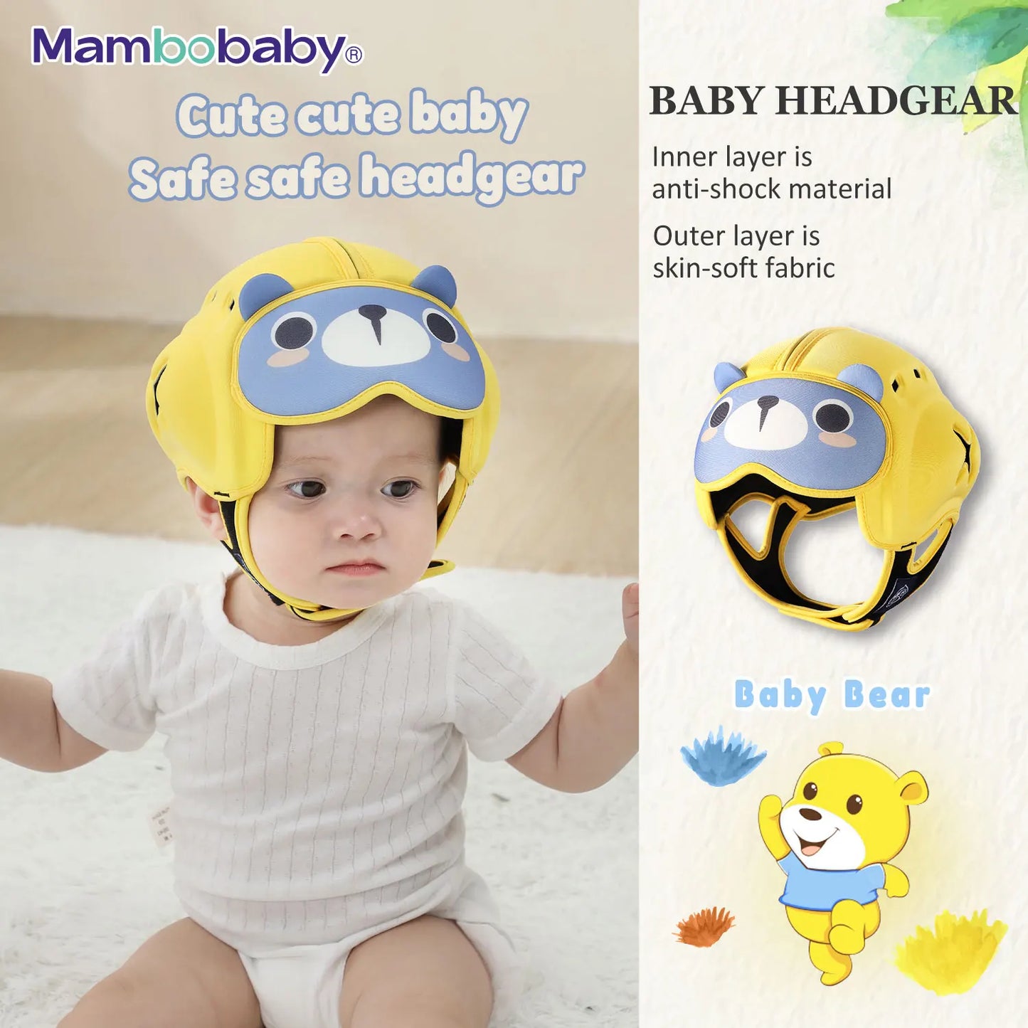 Mambobaby Safe Anti Shock Baby Helmet For Toddler Head Protection