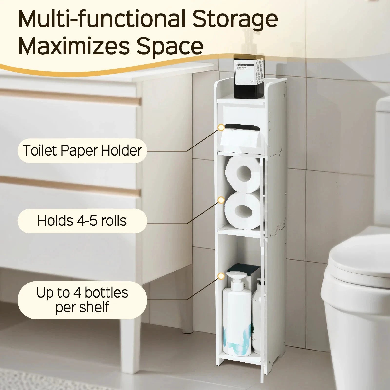 Three Tier Slim Bathroom Storage Cabinet For Narrow Spaces by superior interior and more