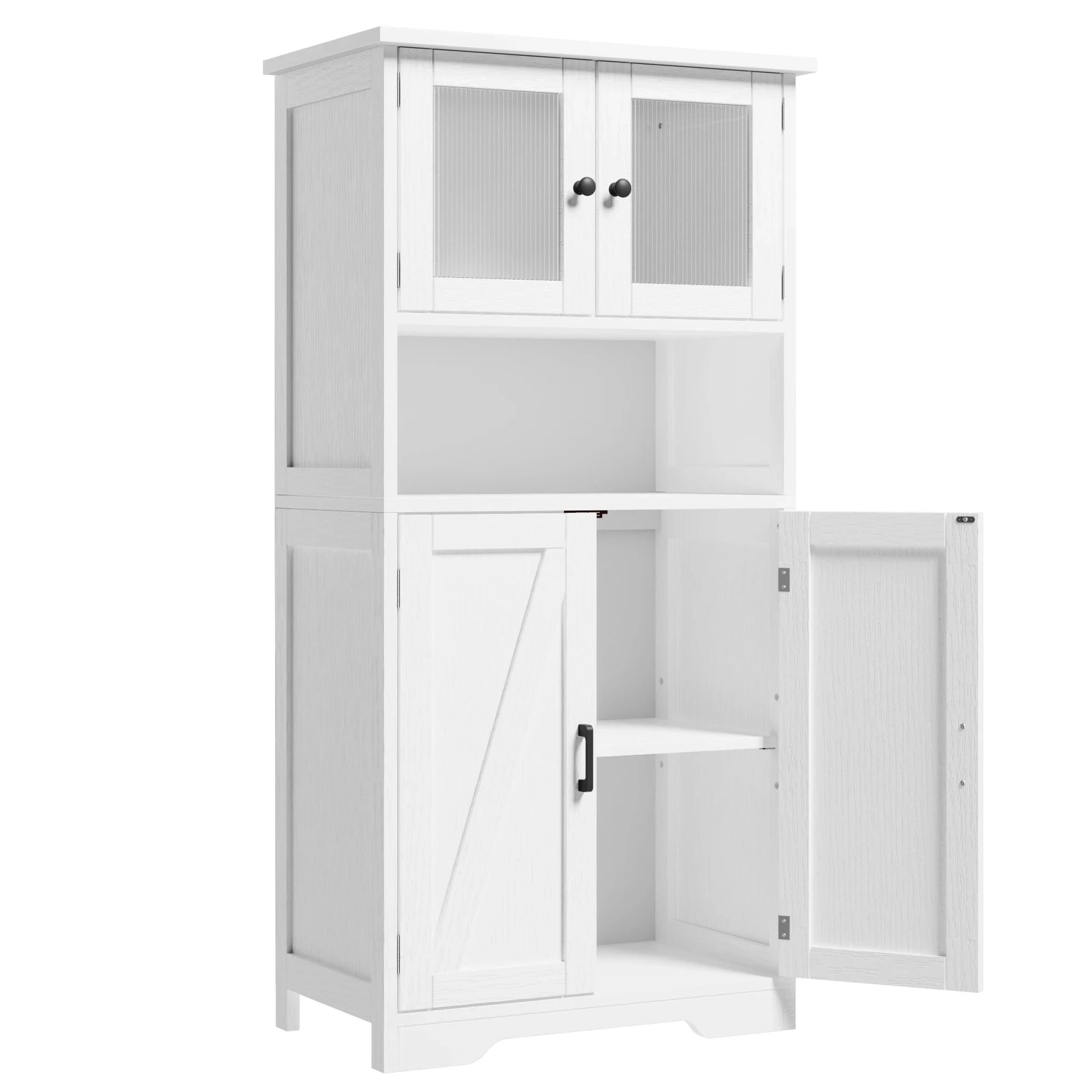 HobbyLane Free Standing Kitchen Pantry Cabinet With Four Doors And Open Space by superior interior and more