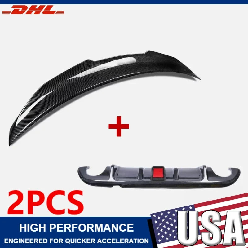 Rear Diffuser Bumper Lip With LED Light And Spoiler Q50 by superior interior and more