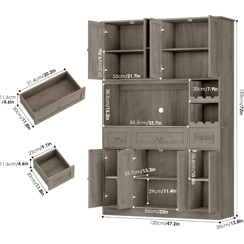 Modern Kitchen Pantry Cabinet With Wine Rack And Microwave Stand by superior interior and more