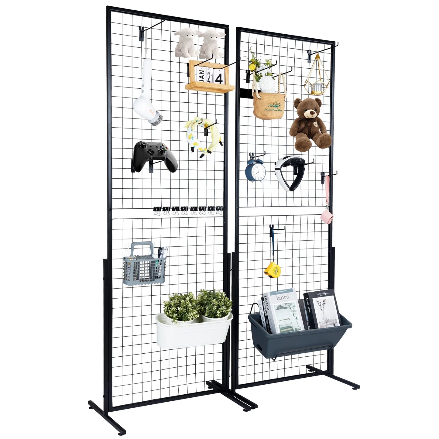 SucceBuy Grid Wall Panels Double Sided Display Racks With Hooks