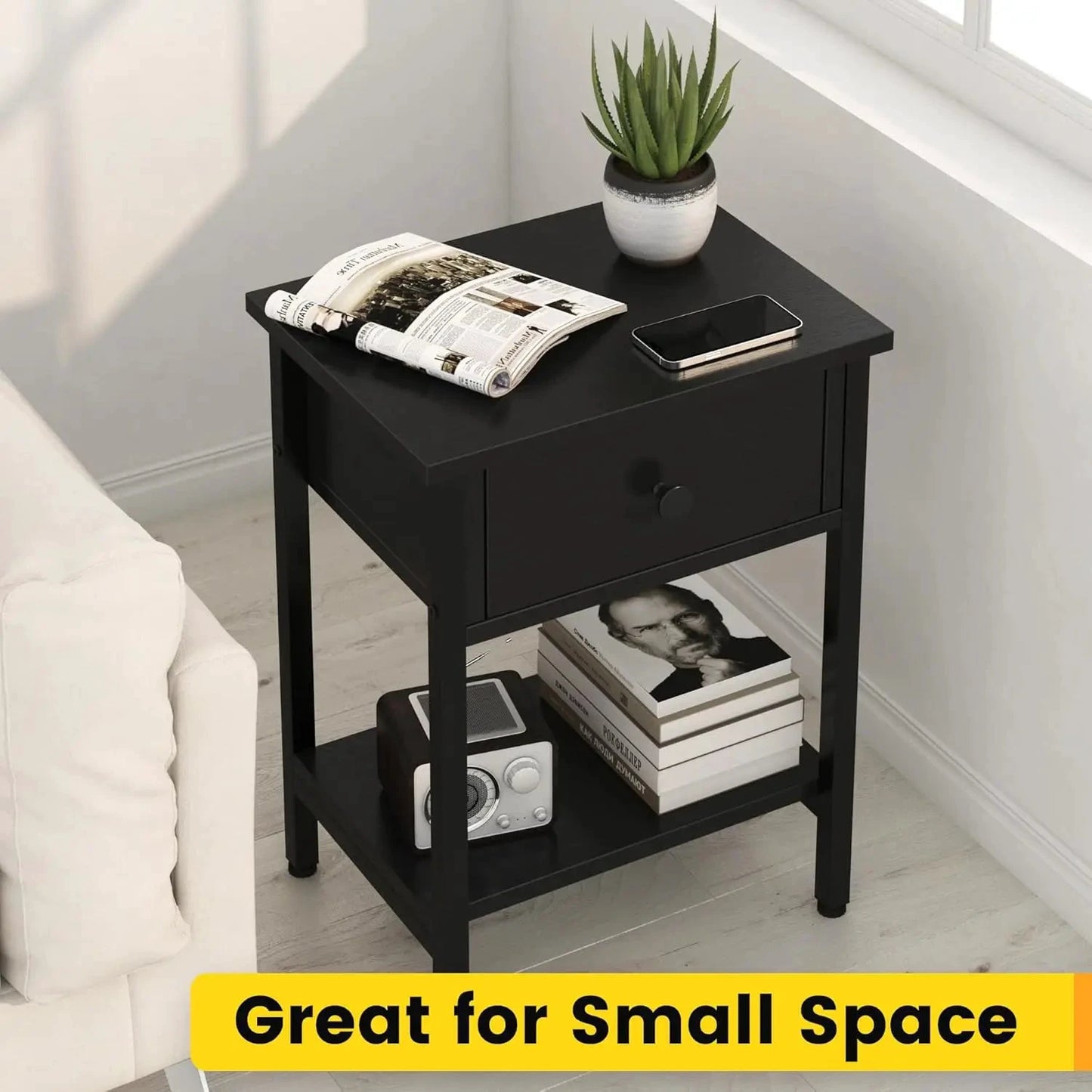 XMSJ Nightstands Set of 2 With Drawers and Storage Shelf by superior interior and more