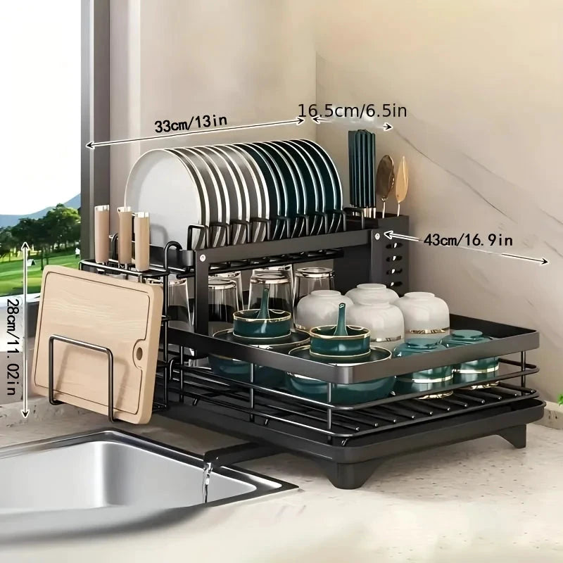 Double Tier Extendable Dish Drainer Utensil Rack System by superior interior and more