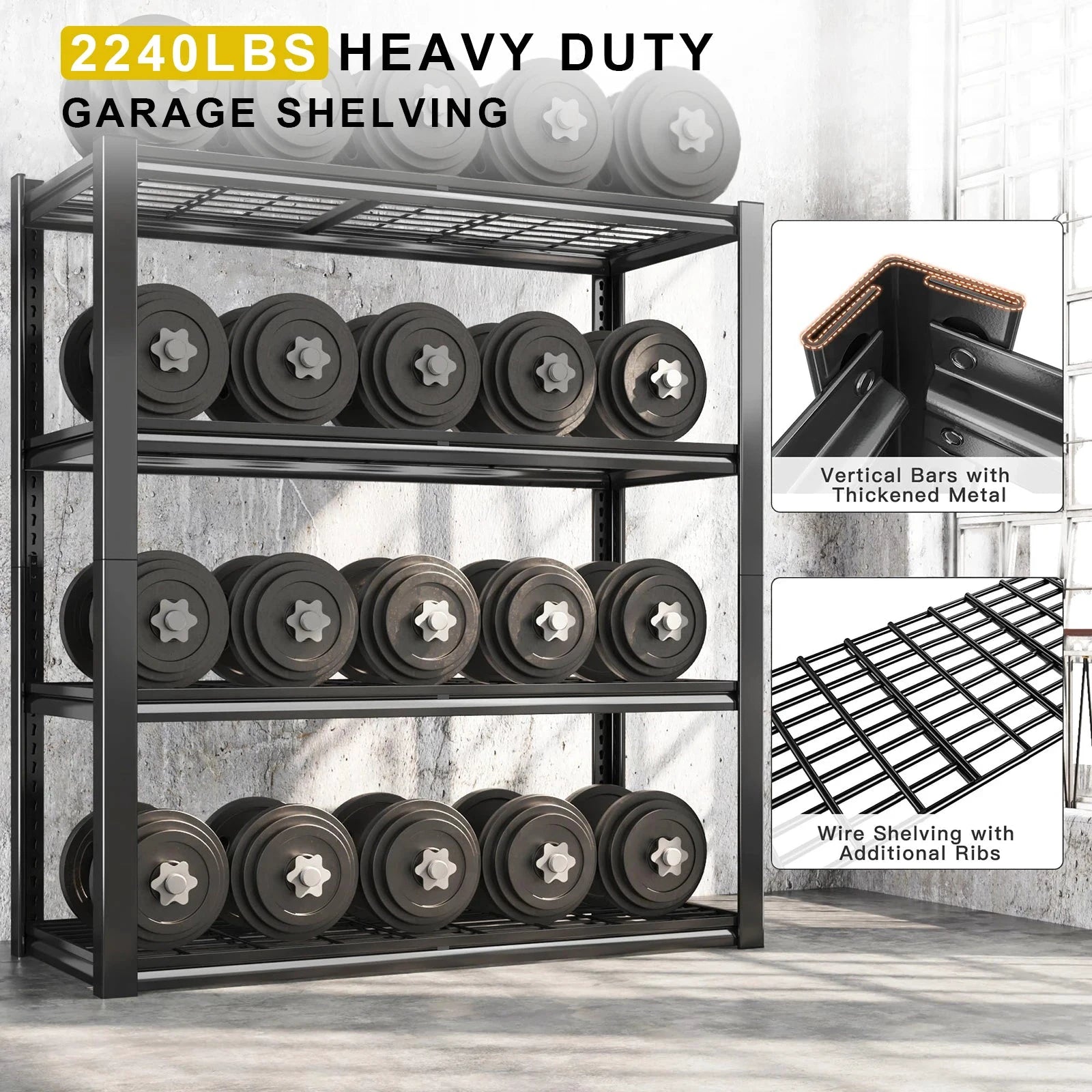 Sturdy Four-Shelf Iron Garage Storage Unit for Heavy Duty Use by superior interior and more