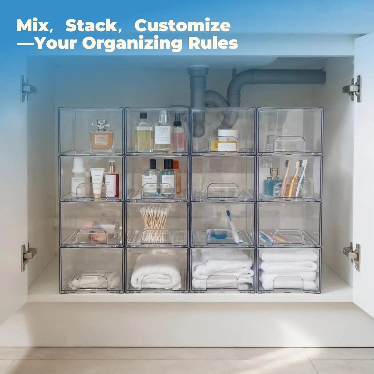 XMSJ 4 Pack Clear Acrylic Stackable Storage Drawers For Vanity by superior interior and more