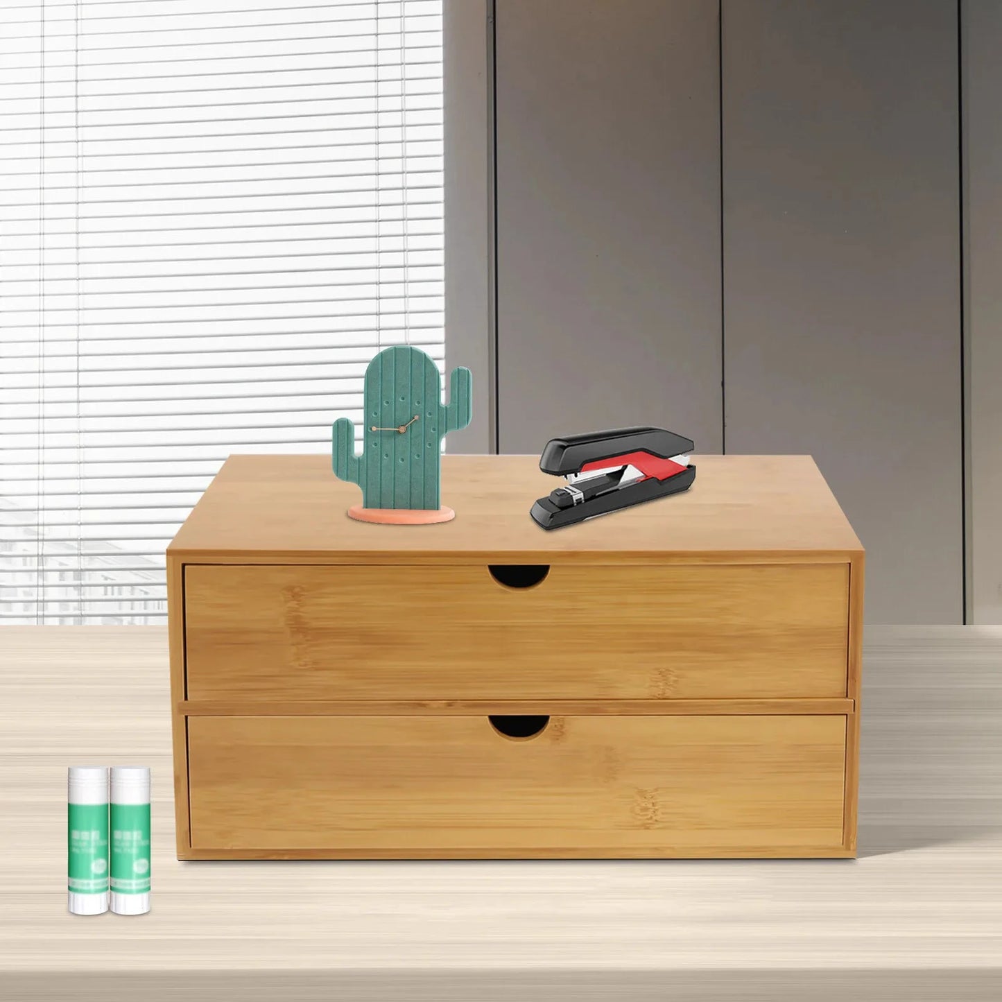 Mini Bamboo Desk Organizer With Two Drawers For Home Office by superior interior and more
