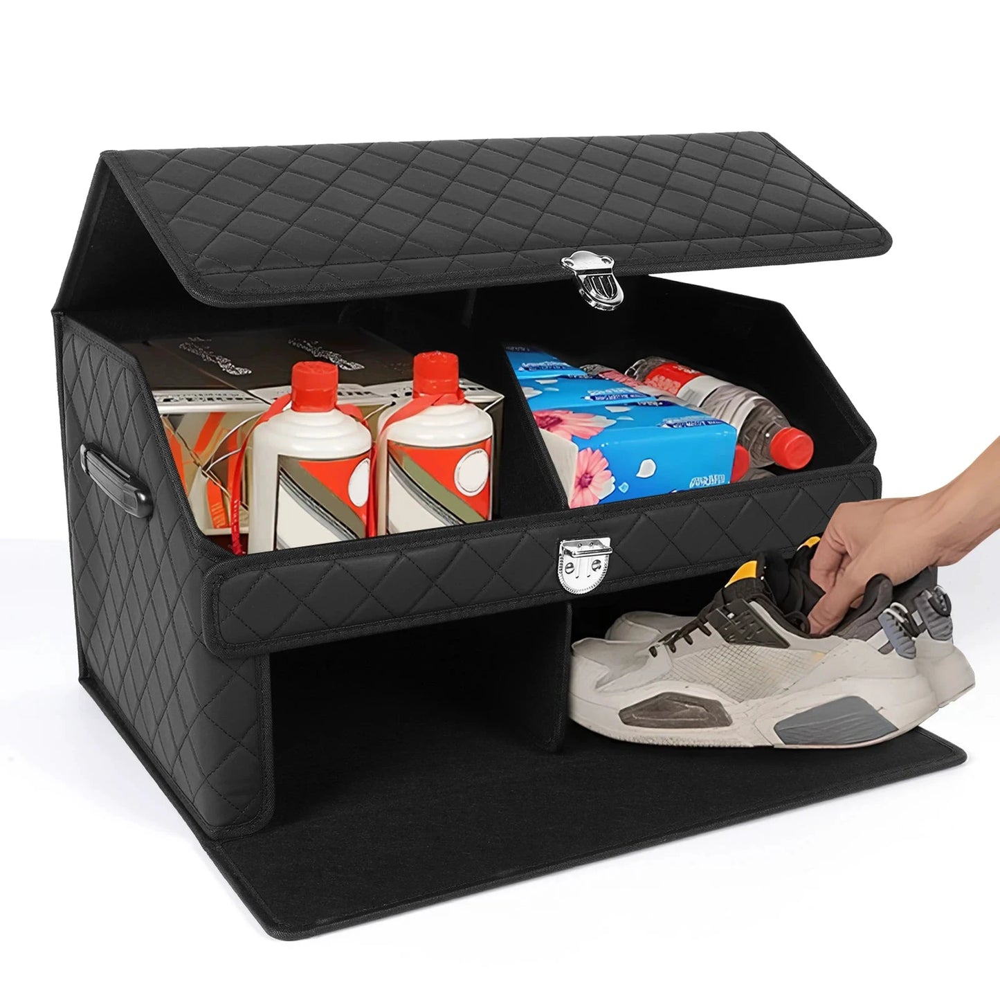 Shunmaii Double Layer Car Trunk Organizer With Collapsible Magnetic Lock by superior interior and more