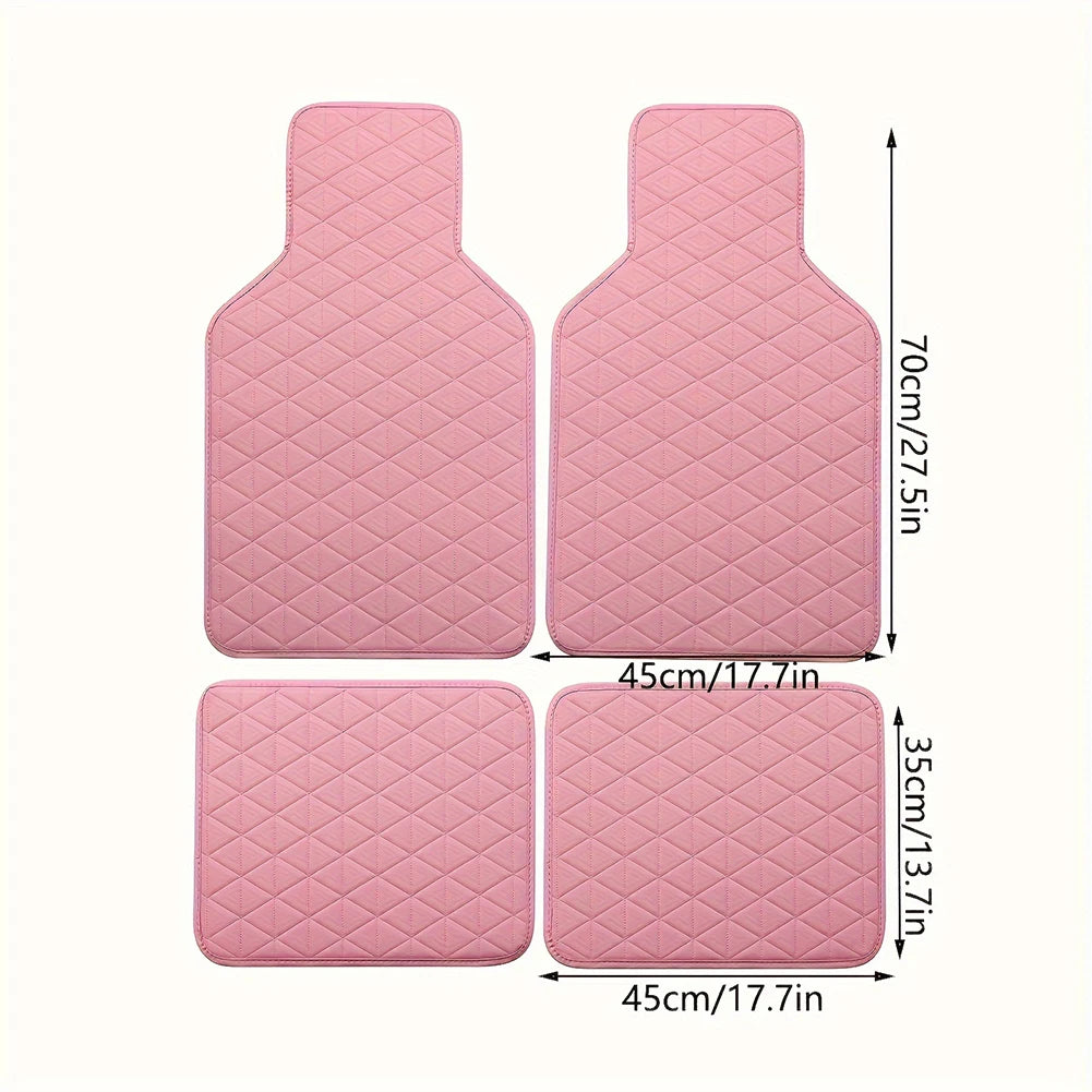 APWIKOGER PU Leather Car Mats Set Front Rear Waterproof Universal