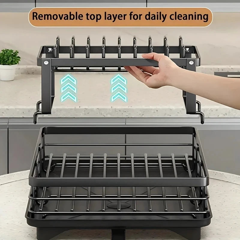 Double Tier Extendable Dish Drainer Utensil Rack System by superior interior and more