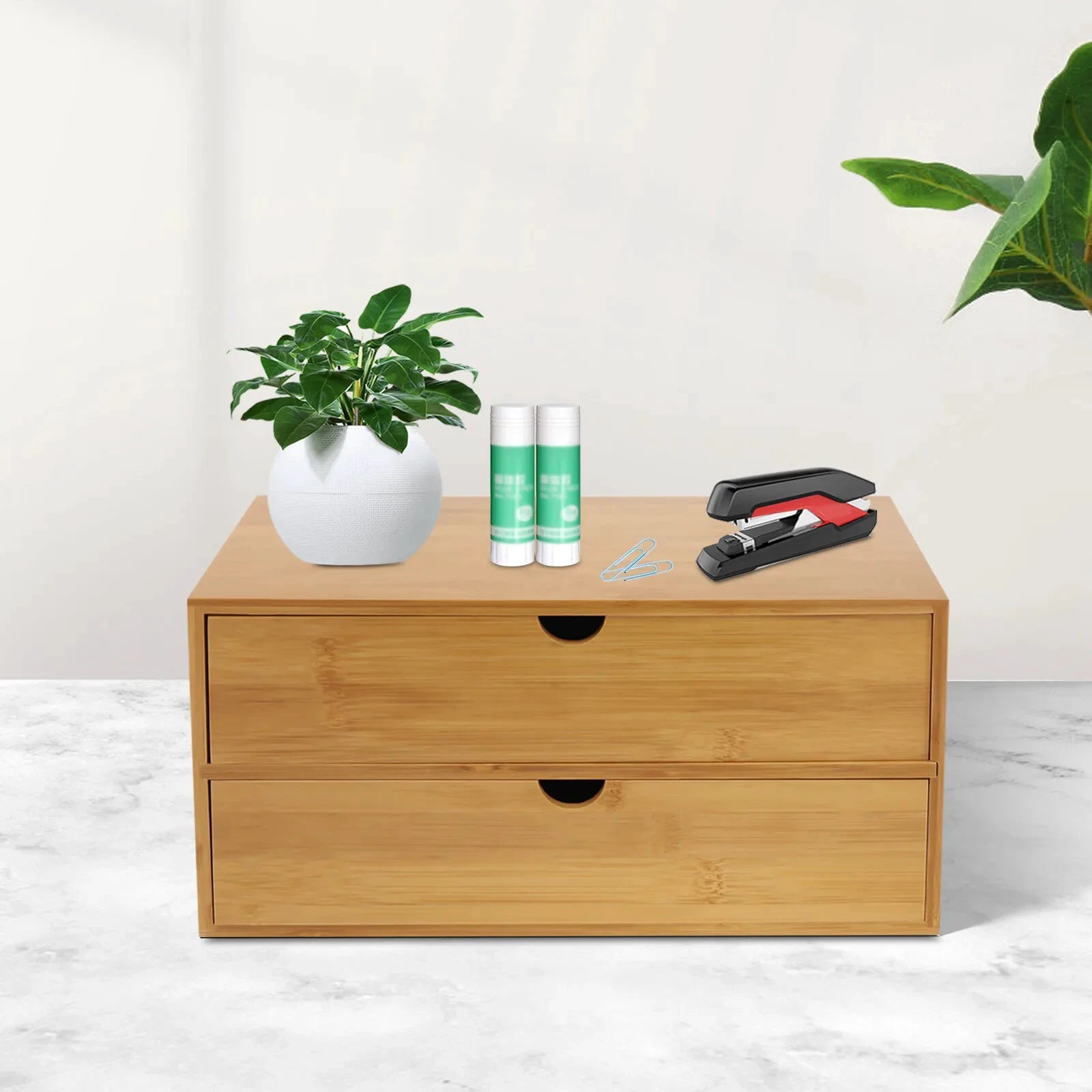Mini Bamboo Desk Organizer With Two Drawers For Home Office by superior interior and more