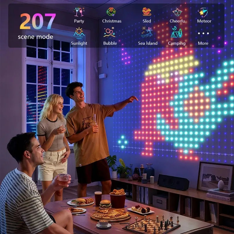 MIMIRGB 800-400LED Smart Curtain Lights With App Control RGB Dimmable