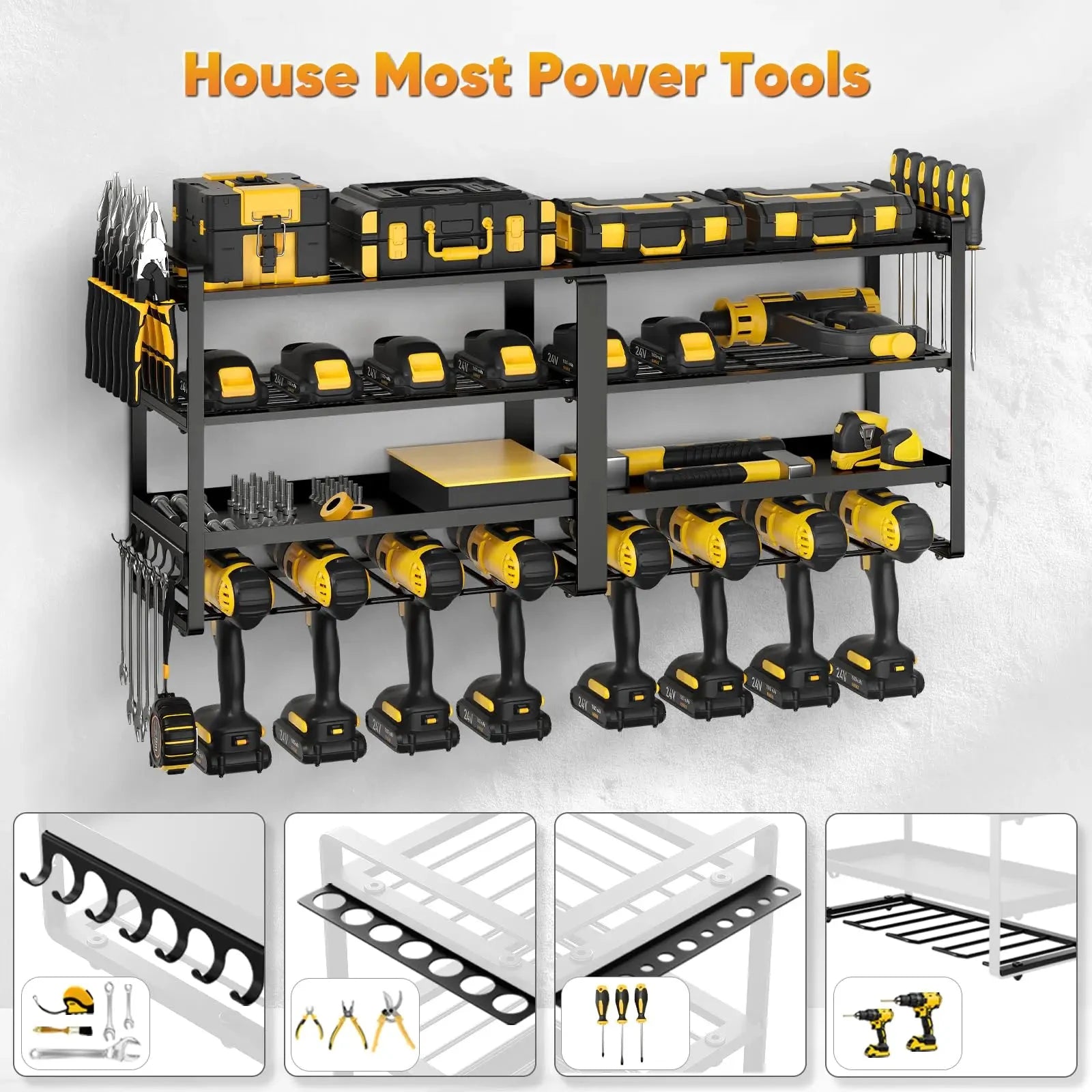 Power Tool Organizer Wall Mount Extended Heavy Duty Drill Holder by superior interior and more