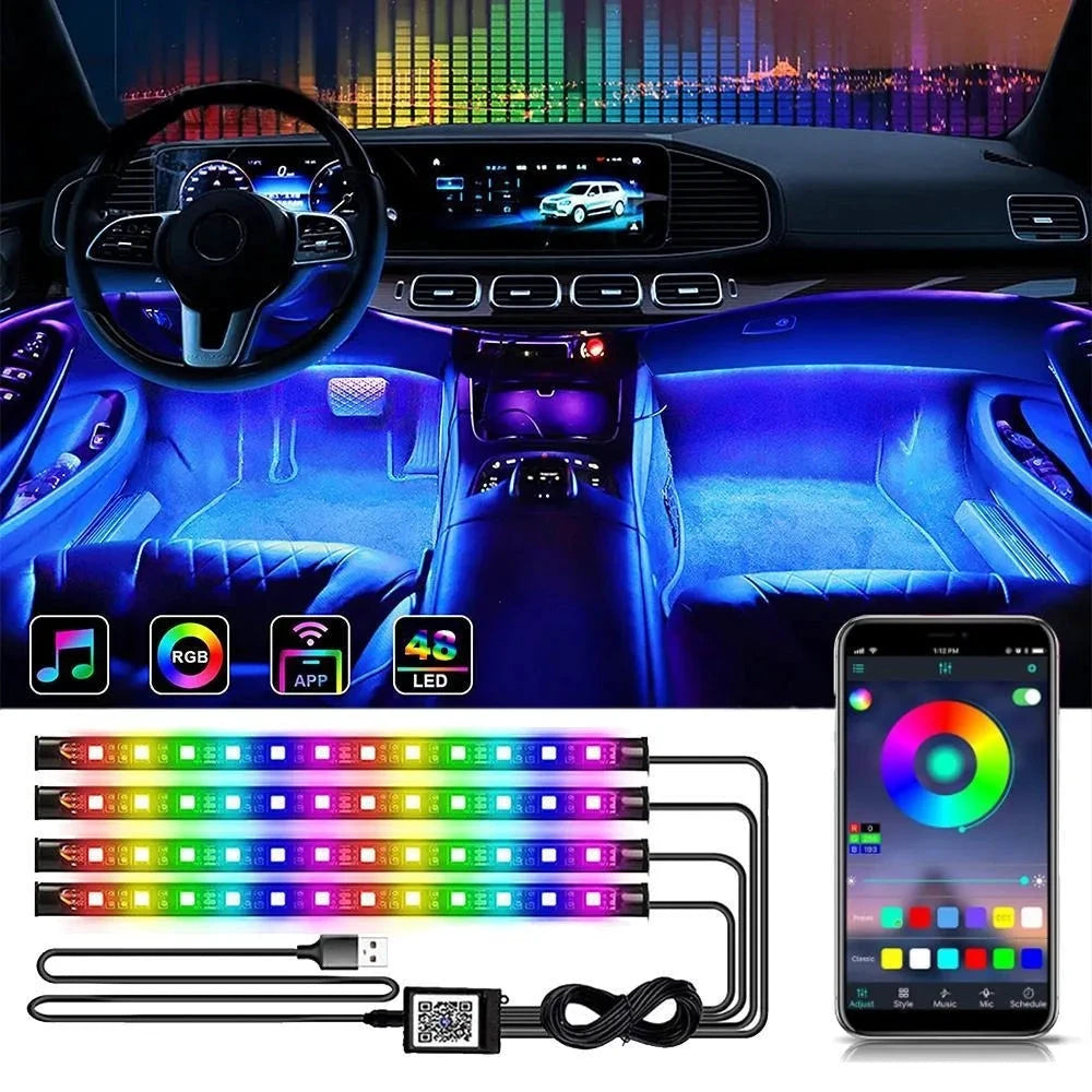 RGB Car Interior Atmosphere Lamp With Remote Voice USB by superior interior and more