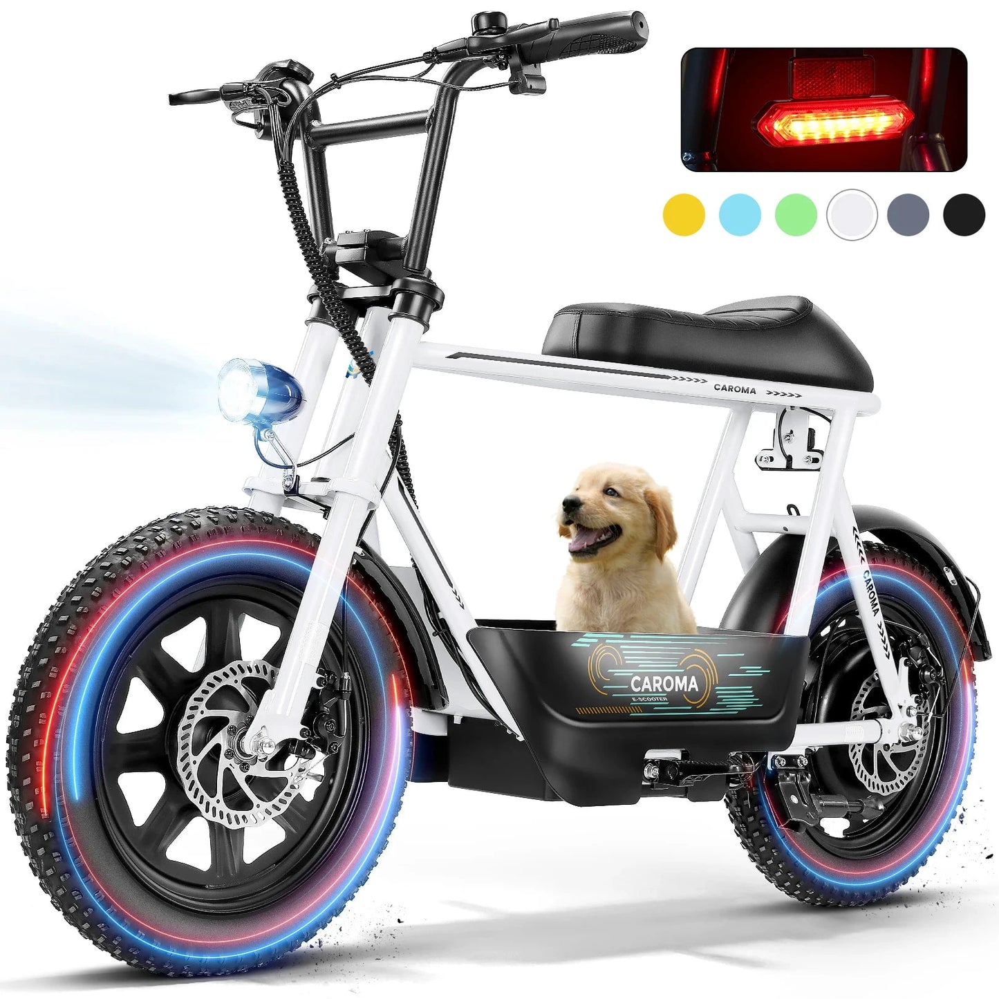 CAROMA 819W Electric Scooter With Seat All-Terrain Fat Tire by superior interior and more