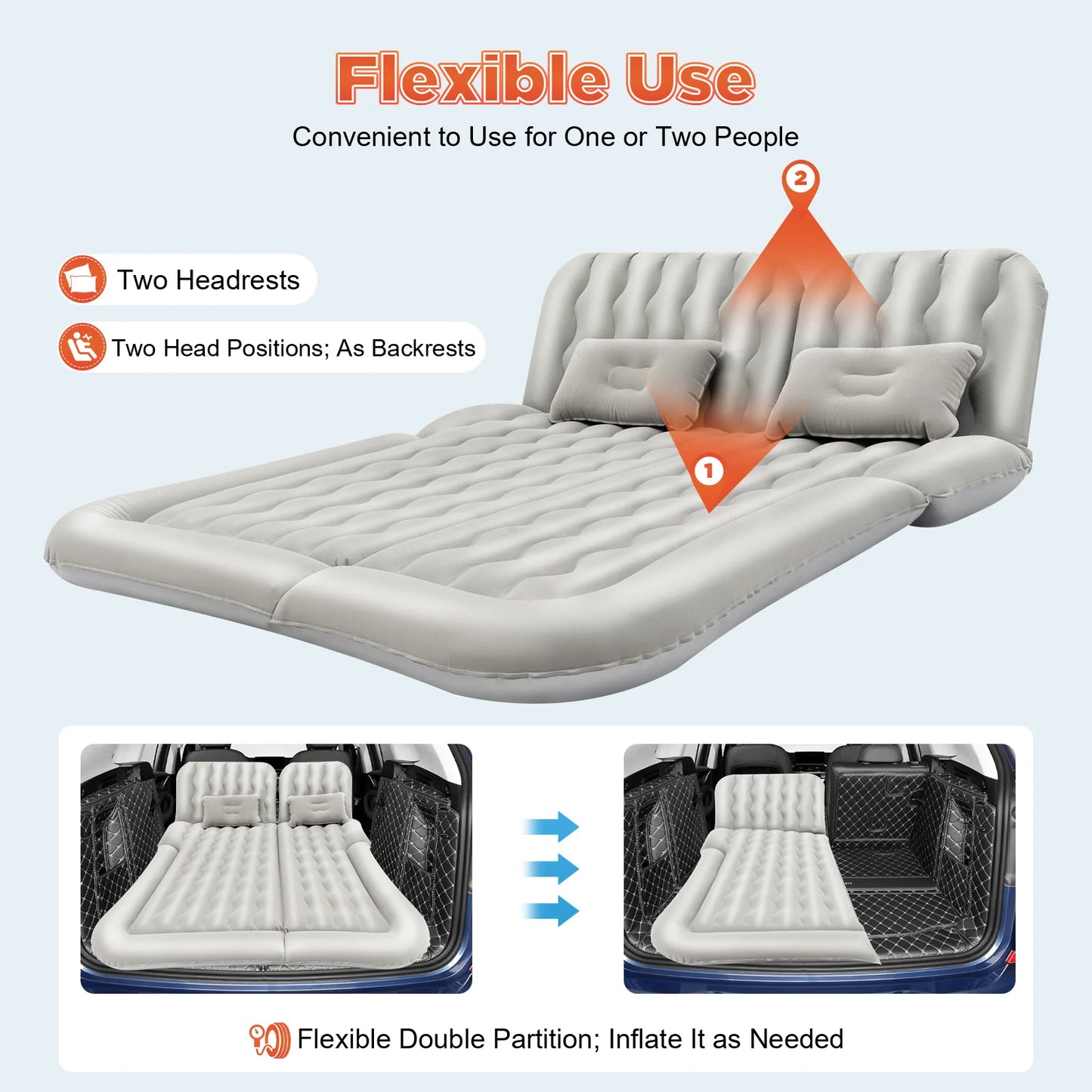 Inflatable Car Mattress For Trunk And Back Seat Travel Bed