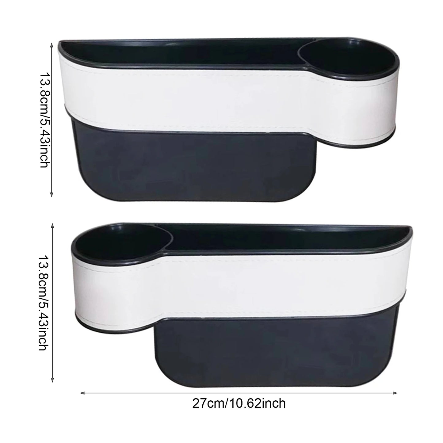 Car Seat Organizer Storage Box With Adjustable Leather Cup Holder