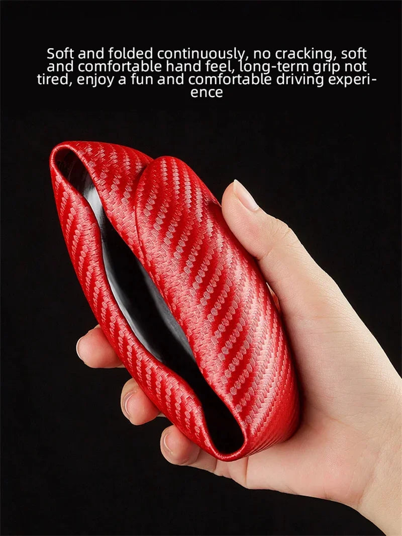 Carbon Fiber Steering Wheel Cover Anti Slip Faux Leather