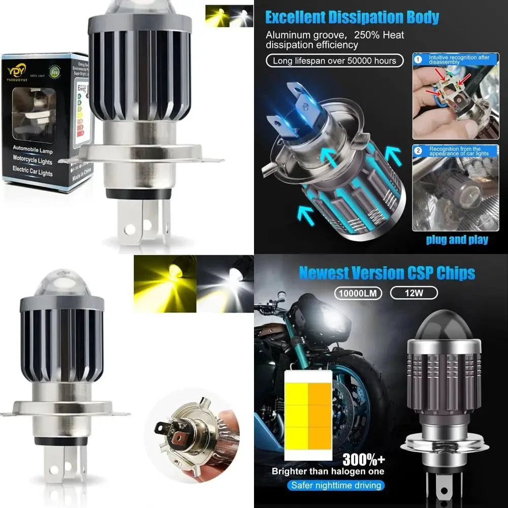 XMSJ H4 LED Motorcycle Headlight Bulbs Hi Lo Beam Scooters by superior interior and more