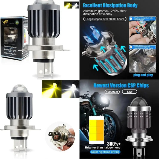 XMSJ H4 LED Motorcycle Headlight Bulbs Hi Lo Beam Scooters by superior interior and more