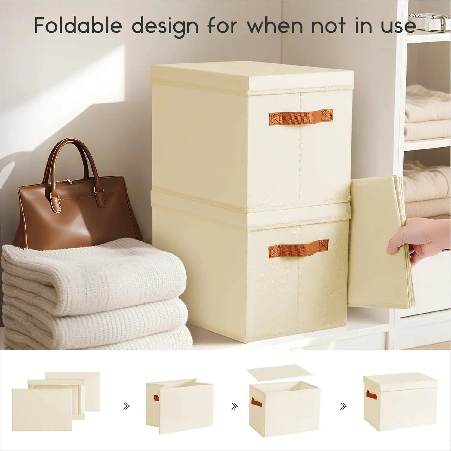 XMSJ Fabric Storage Bins With Lids 6 Pack Stackable Baskets by superior interior and more