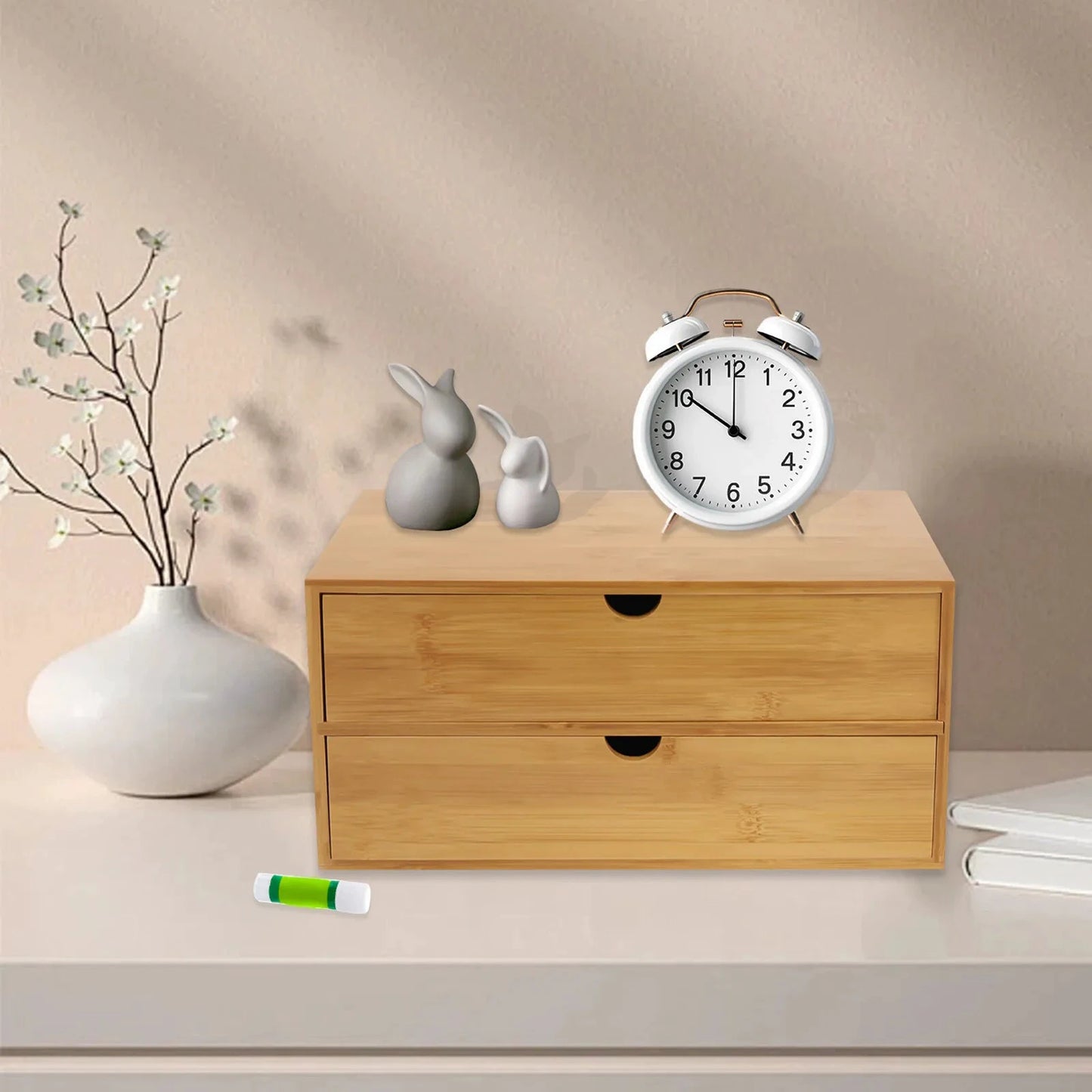 Mini Bamboo Desk Organizer With Two Drawers For Home Office by superior interior and more