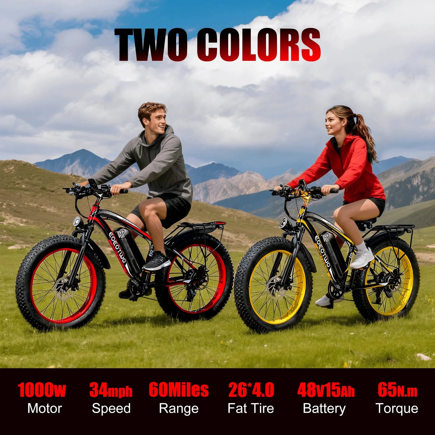 EOEOTWO E01 Electric Bike 1500W 34 MPH 60 Mile Range by superior interior and more