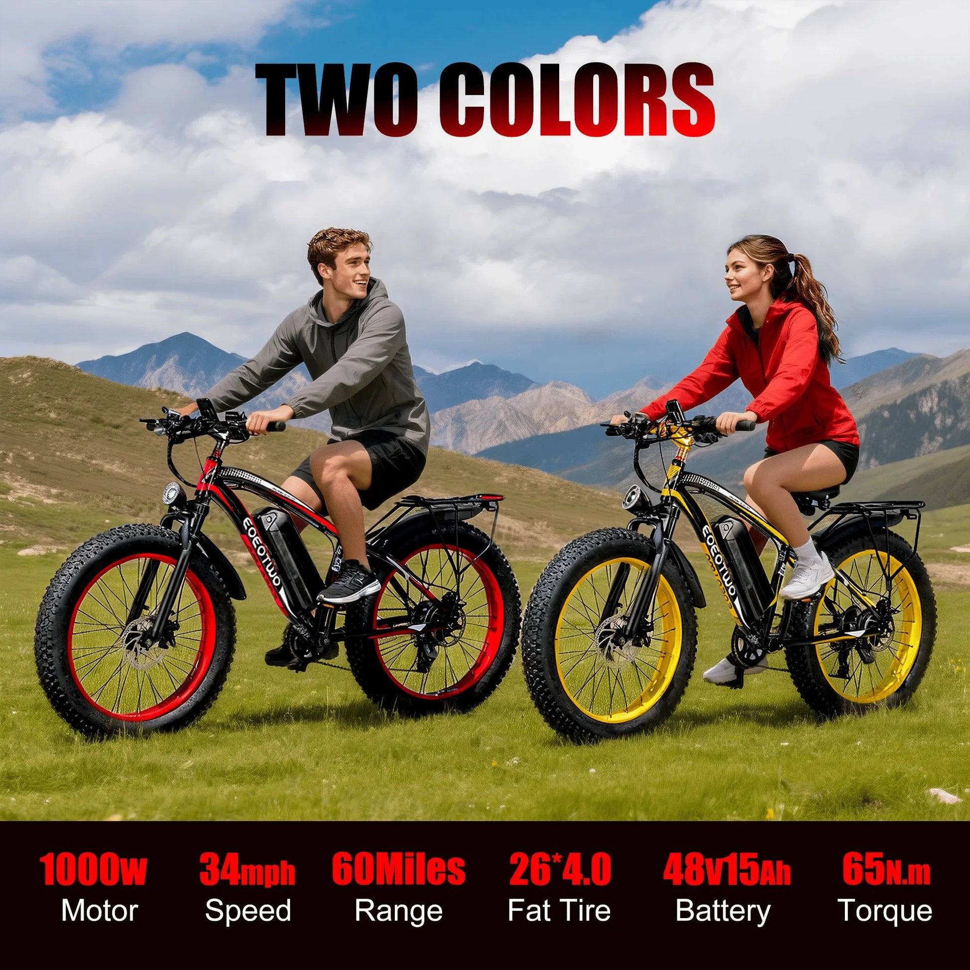 EOEOTWO E01 Electric Bike 1500W 34 MPH 60 Mile Range by superior interior and more