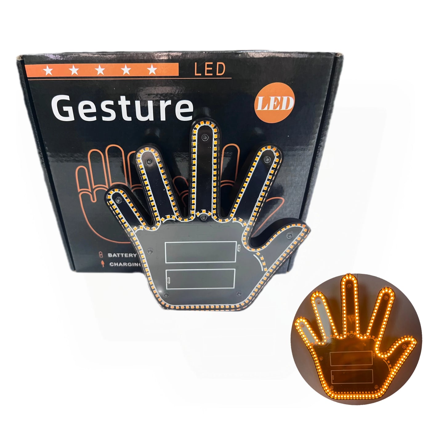 Hign-Concerned Five-Finger LED Gesture Display for Car Window