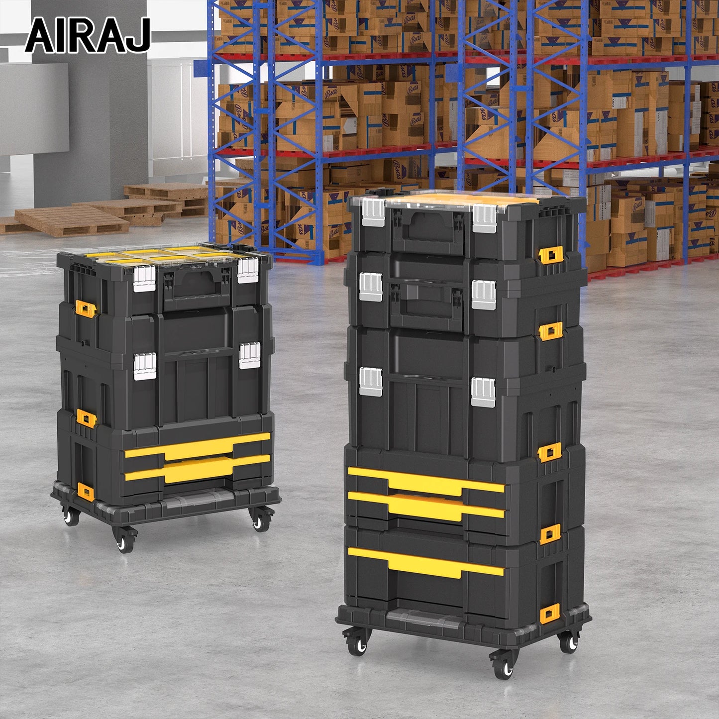 AIRAJ Stackable Rolling Tool Box Organizer With Drawers