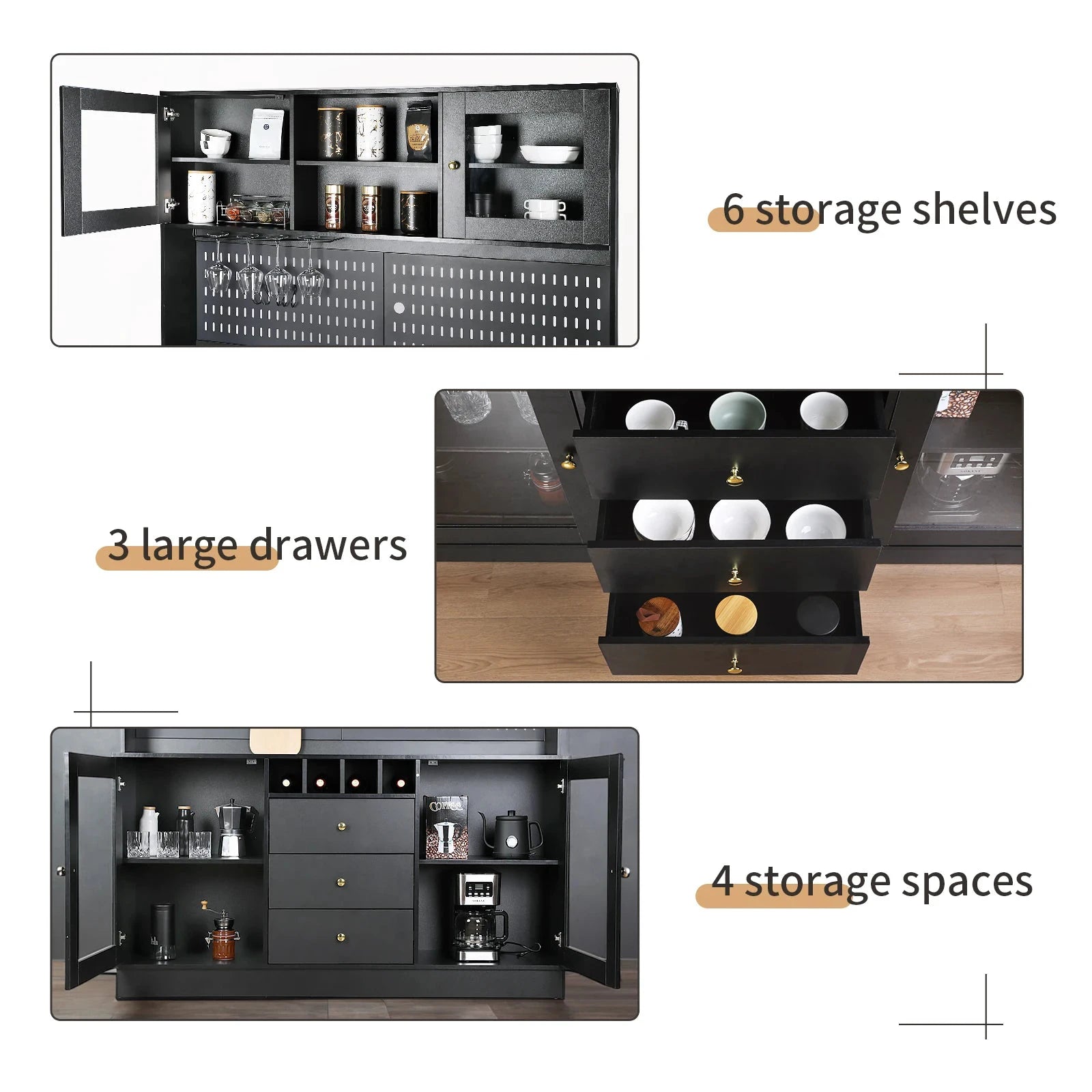 VOWNER Pantry Cabinet With Pegboard Cup Holder And Power Outlet by superior interior and more