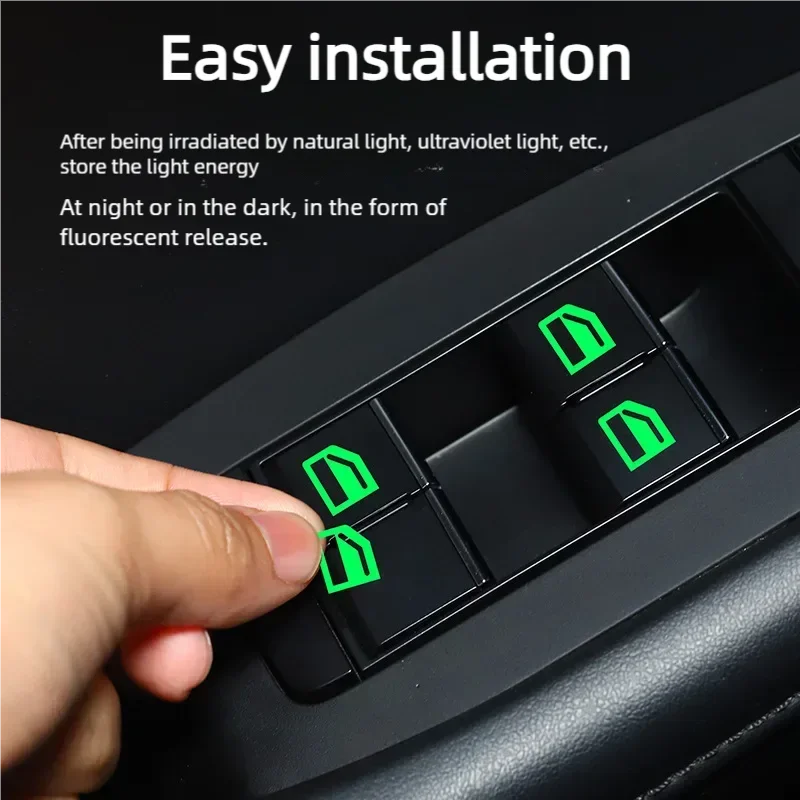 Hign-Concerned 18Pcs Luminous Car Window Lift Button Stickers Interior Decals