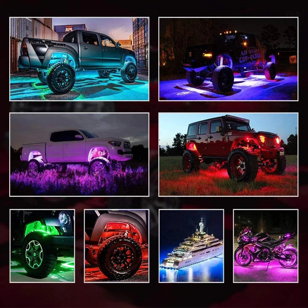 8Pods RGB LED Rock Lights With App Control For Jeep by superior interior and more
