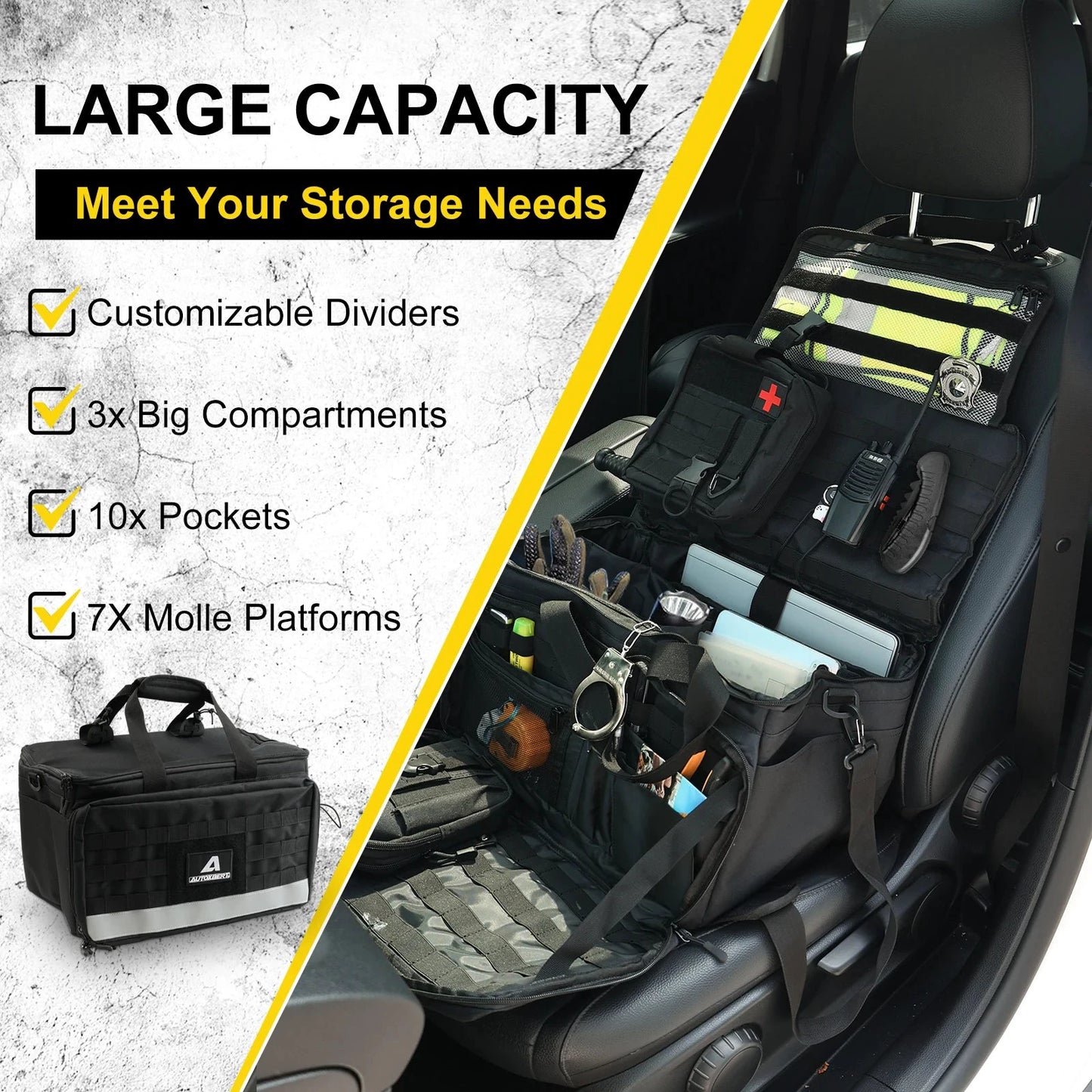 XUKEY Patrol Bag Organizer For Car Front Seat Tactical Gear by superior interior and more