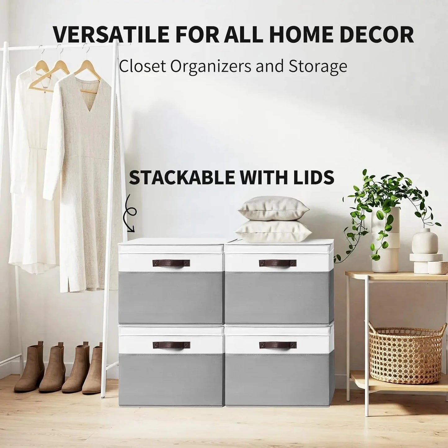 XMSJ Blanket Storage Baskets With Lids 2-Pack Closet Organizers by superior interior and more