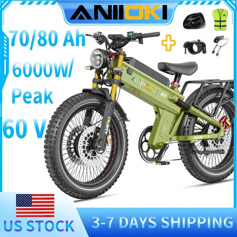 Electric Bike 6000W Peak Motor AWD Fat Tire Suspension Fork by superior interior and more