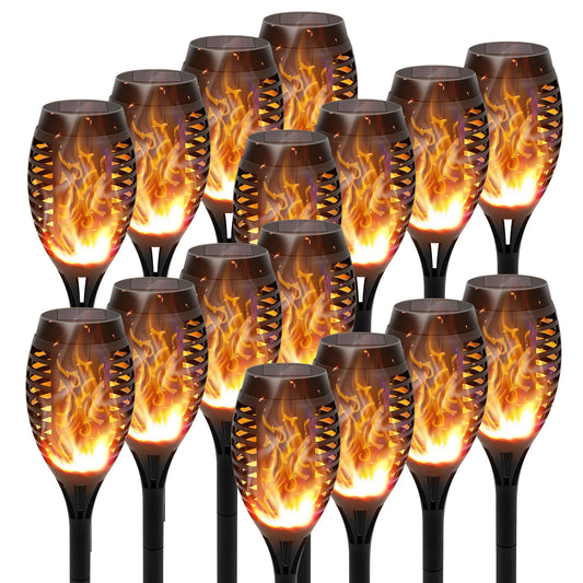 Solar Torch Lights With Flickering Flame Outdoor LED Waterproof Pathway