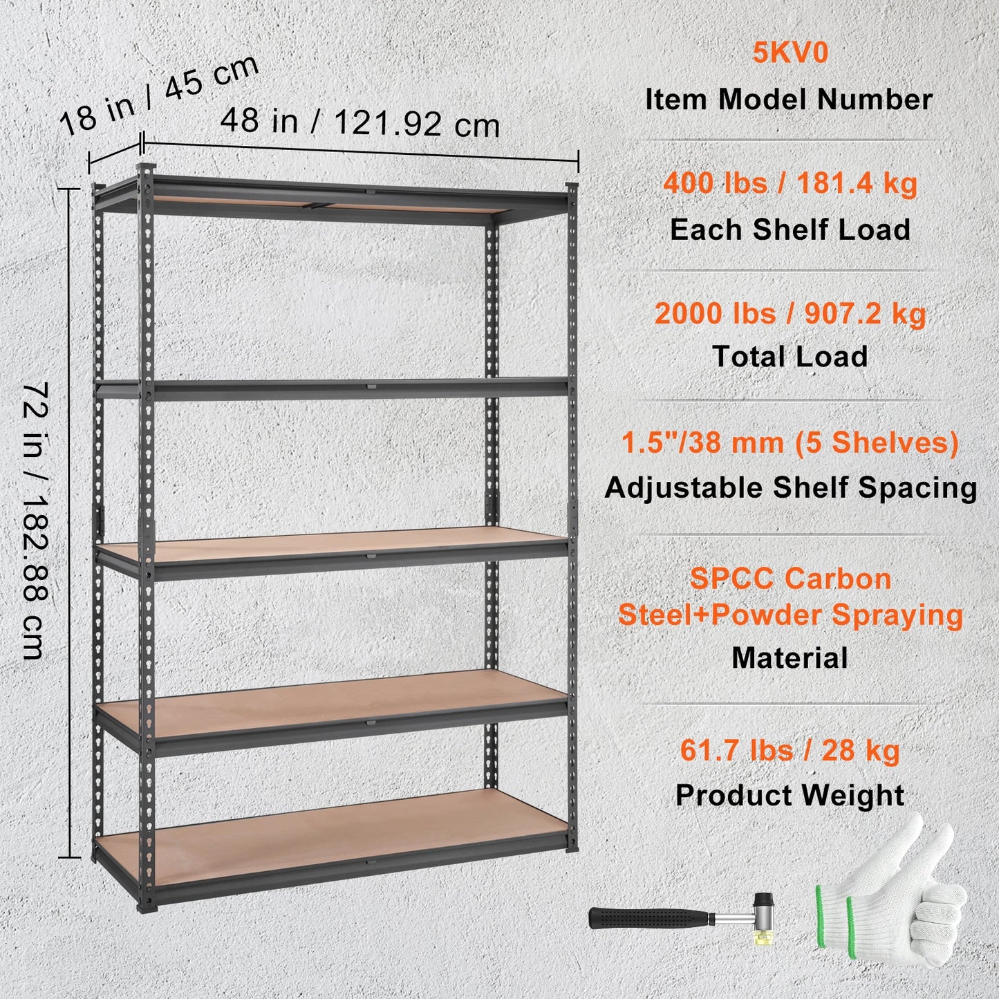 SucceBuy Five-Tier Standing Storage Shelving Unit Heavy Duty Metal Rack