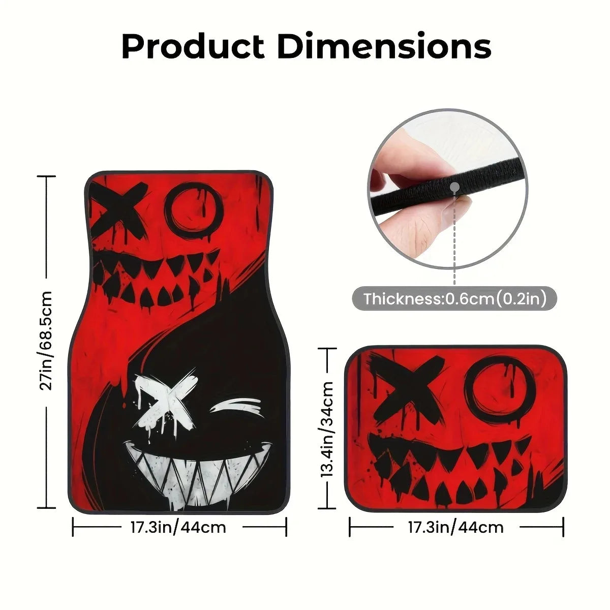 4pcs Set Of Halloween Smile Pattern Car Carpet, Four-season Vehicle Carpet, Durable Non-Slip Full Coverage Mats , Easy To Clean