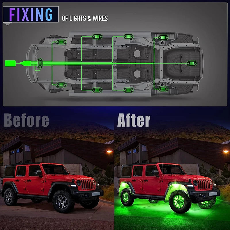 Yilaie Rock Lights 12V RGB LED Underbody Lamp For SUV